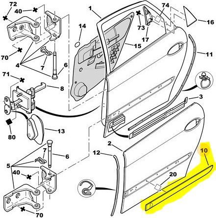 Arka Sağ Kapı Çıtası / Bant / Kuşak