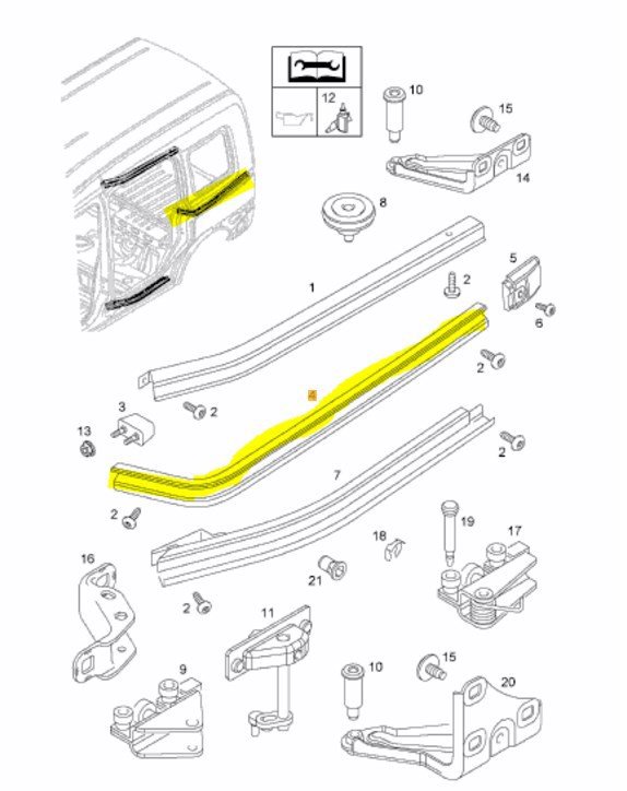 Sağ Orta Kapı Rayı Orta Taşıyıcı 