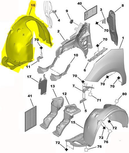 Citroen C3 2013-2015  Orjinal Ön Sağ Davlumbaz 7136JZ