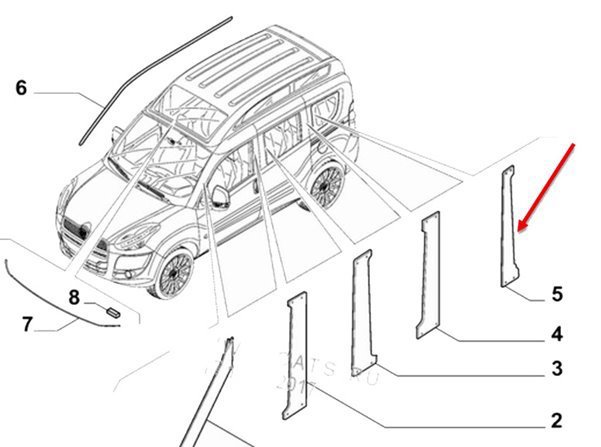 Arka Sol Kapı Çamurluk Çıtası / Bant / Kuşak