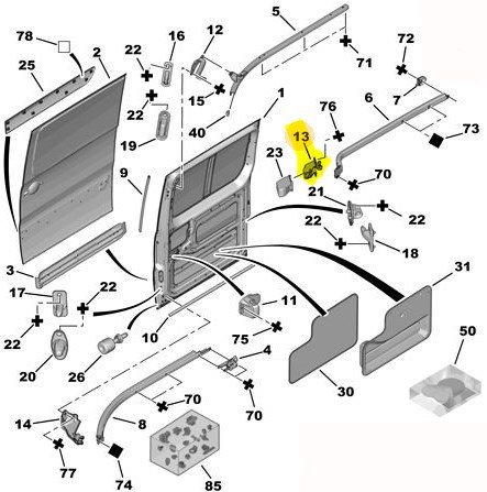 Sol Orta Kapı Rayı Orta Taşıyıcı 