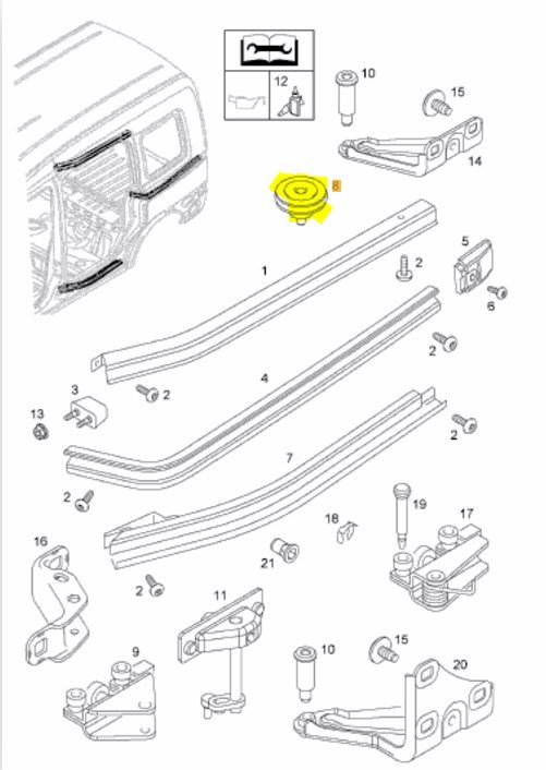 Sağ Orta Kapı Rayı Orta Üst Taşıyıcı