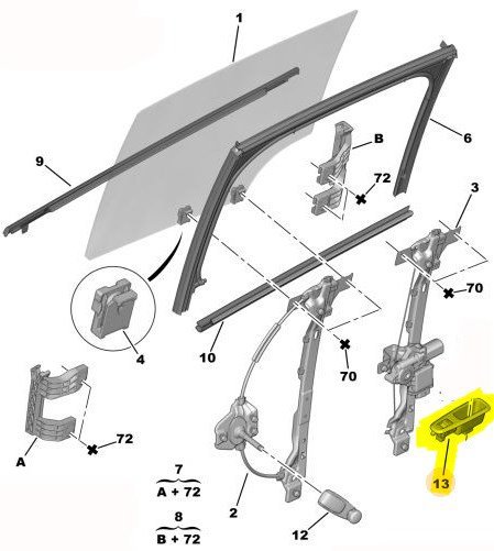 Arka Kapı Cam Düğmesi