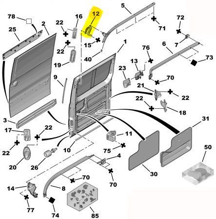 Sol Orta Kapı Rayı Orta Üst Taşıyıcı