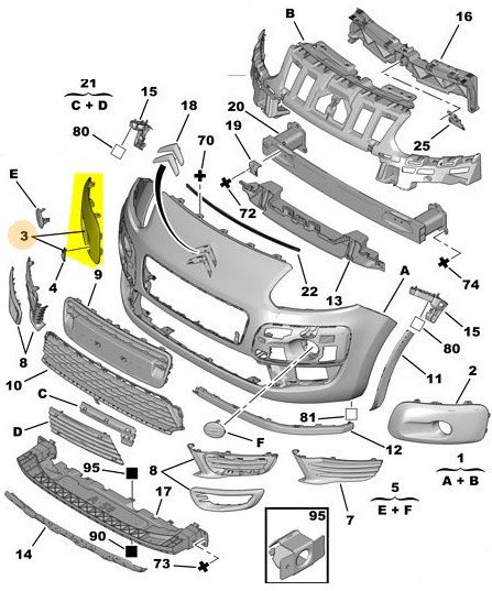 Ön Sağ  Tampon Kaplama Bant / Çıtası