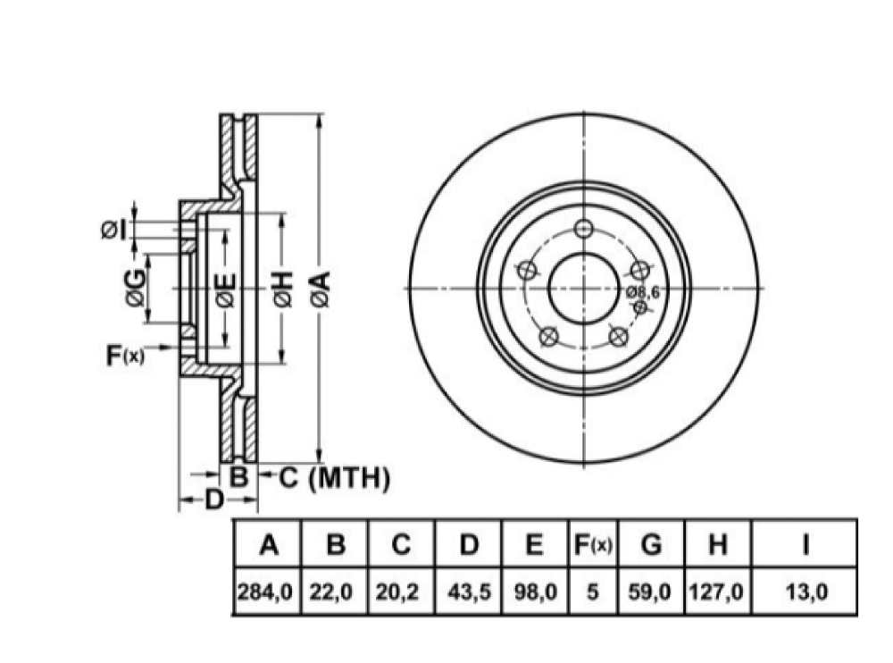 Opel Combo 2012-2017  Mga Ön Fren Diski MGA50120C