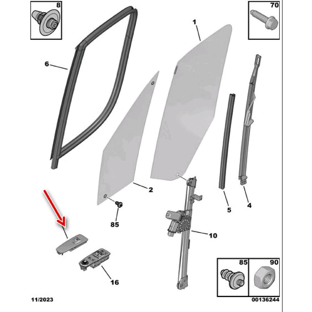 Ön Kapı Cam Düğmesi