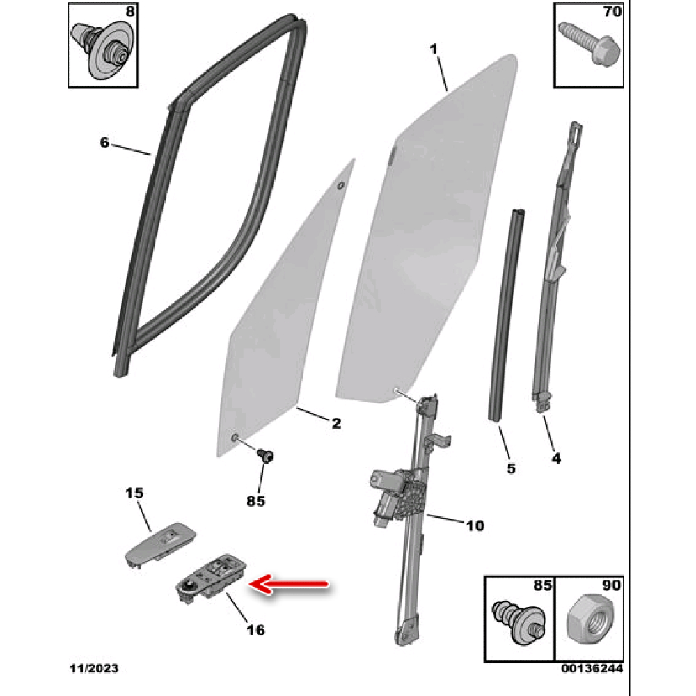 Ön Kapı Cam Düğmesi