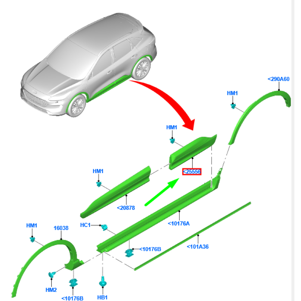 Arka Sol Kapı Çıtası / Bant / Kuşak